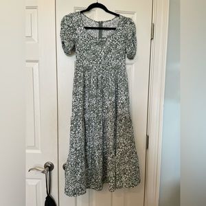 Green flower midi dress